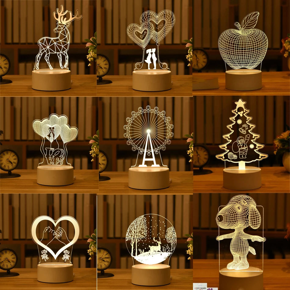 3D Lamp Acrylic USB LED Night Lights